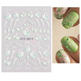 JMEOWIO 3D Nagelsticker Frühling Blume Nail Art Naklejka Selbstklebend Nagelaufkleber 5D Stereoskopisch Buntes Sommer Blumen Dekoration Nageldesign Zubehör 4 Blatt
