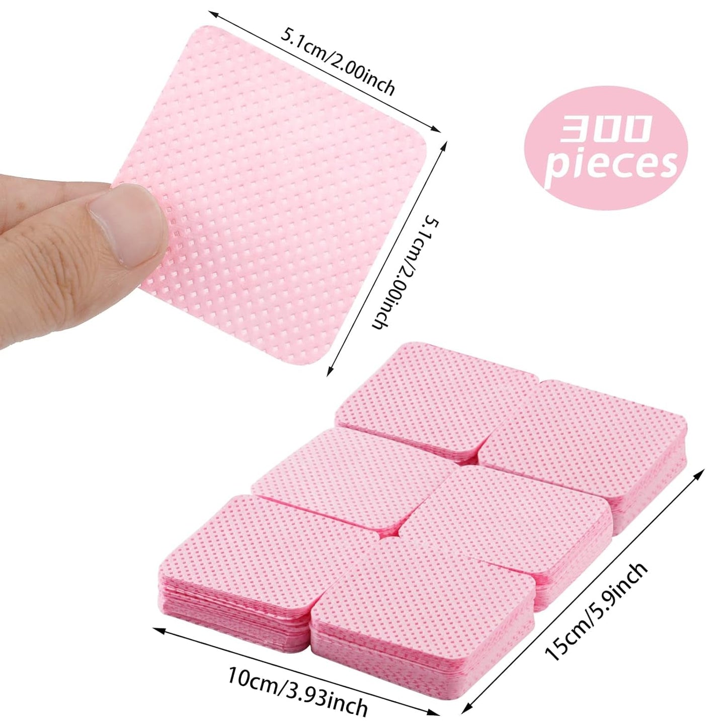 300 Stück Nagellackentferner Pads, Fusselfreie Nägel Wattepads Für Nägel Nagellackentferner Niestrzępiące się chusteczki do paznokci Cleaner Gelnägel - Rosa