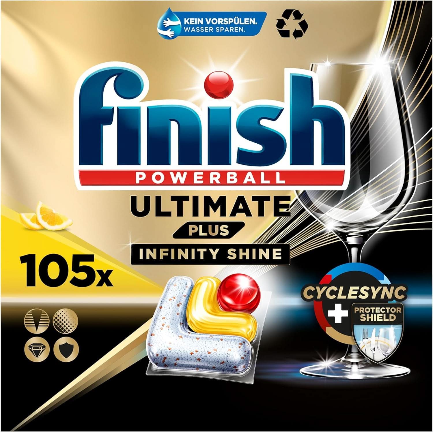 Finish Ultimate plus Infinity Shine Citrus Tabletki do zmywarki - Tabletki do zmywarki, Intensywne czyszczenie - 105 kapsułek, Lemon Naty Shop 105 kapsułek