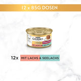 Gourmet Gold Refined Ragout Duetto Łosoś i żółty dorsz Mokra karma dla kotów, 12 opakowań (12 x 85 g)