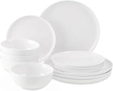 12-częściowy zestaw obiadowy, porcelanowy zestaw obiadowy dla 4 osób, biały zestaw obiadowy z talerzami, talerzami deserowymi i miseczkami na płatki zbożowe