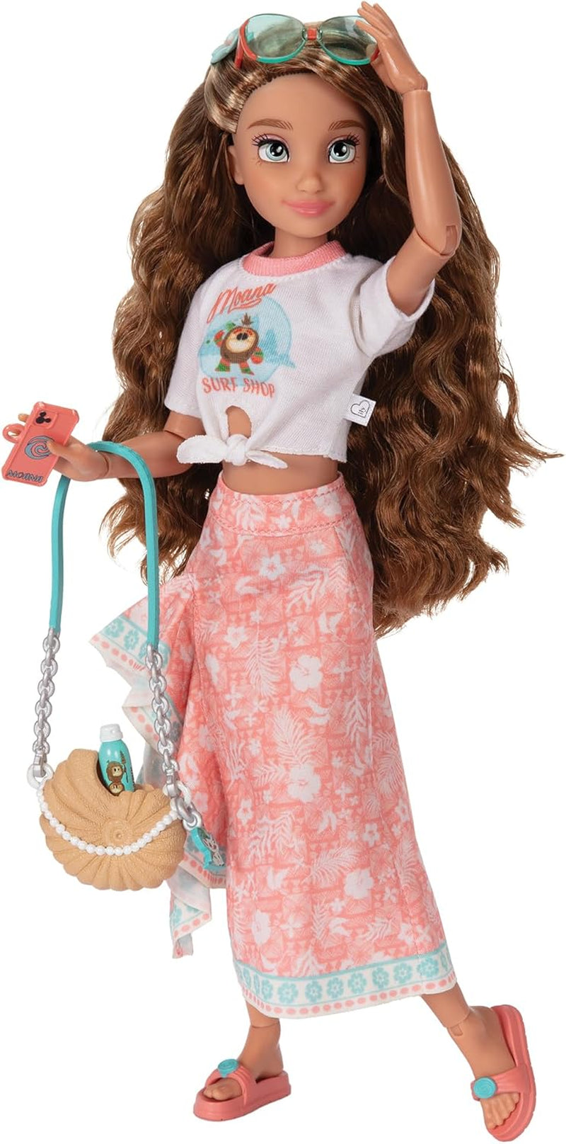 Lalka Vaiana z akcesoriami, 29 cm, 13 punktów artykulacji, na oficjalnej licencji Jakks Pacific. W komplecie z akcesoriami, które można łączyć i błyszczącym pierścionkiem Mickey!