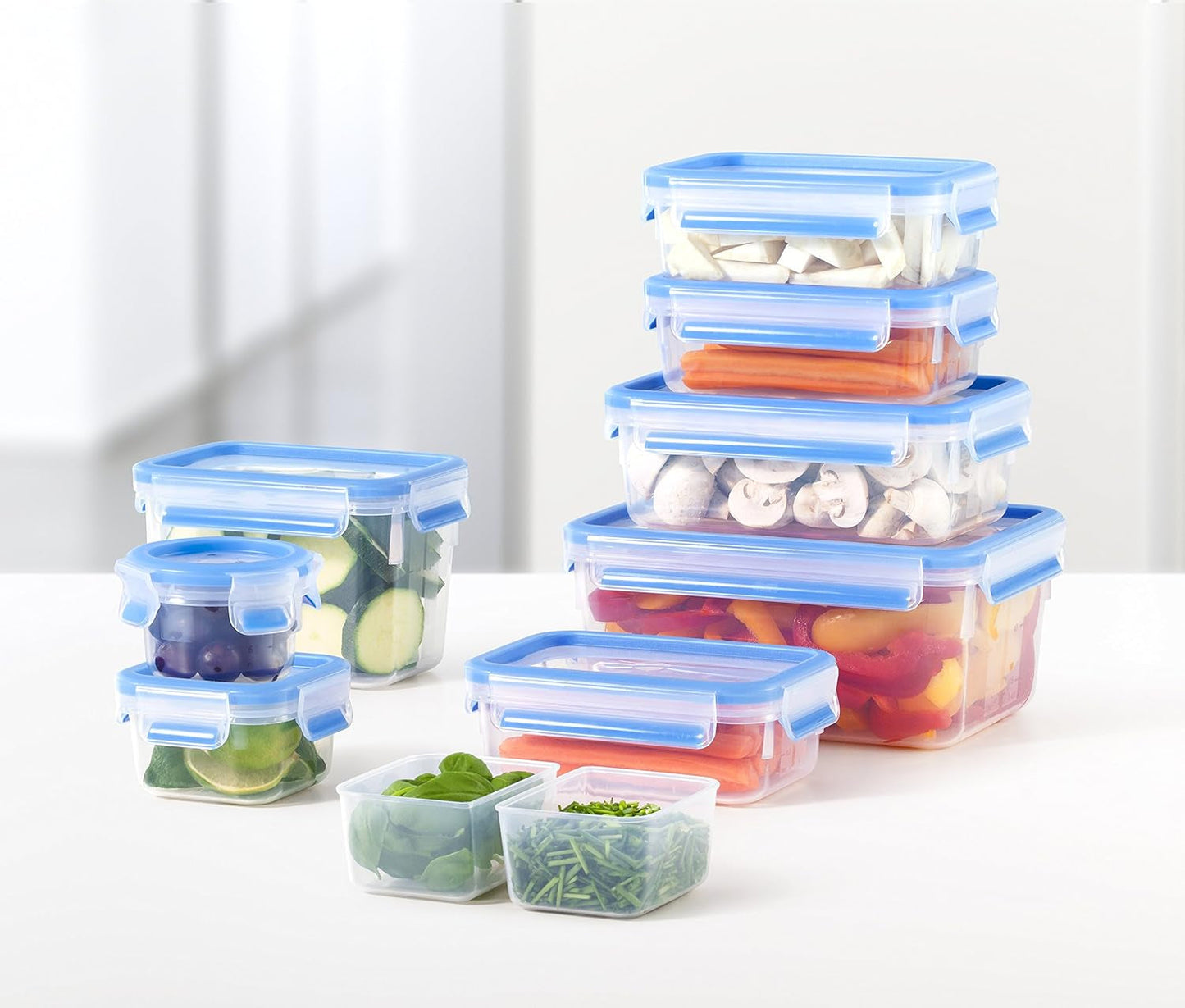 Emsa 515585 Klips do żywności i zamykanie | 3-częściowy zestaw | plastik | przezroczysty / zielony | Pudełka do przechowywania żywności Naty Shop o pojemności 0,55 / 1 / 2,2 litra