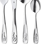 Zestaw sztućców ze stali nierdzewnej dla dzieci WMF Animals, 4 sztuki, polerowany Cromargan Kitchen Naty Shop