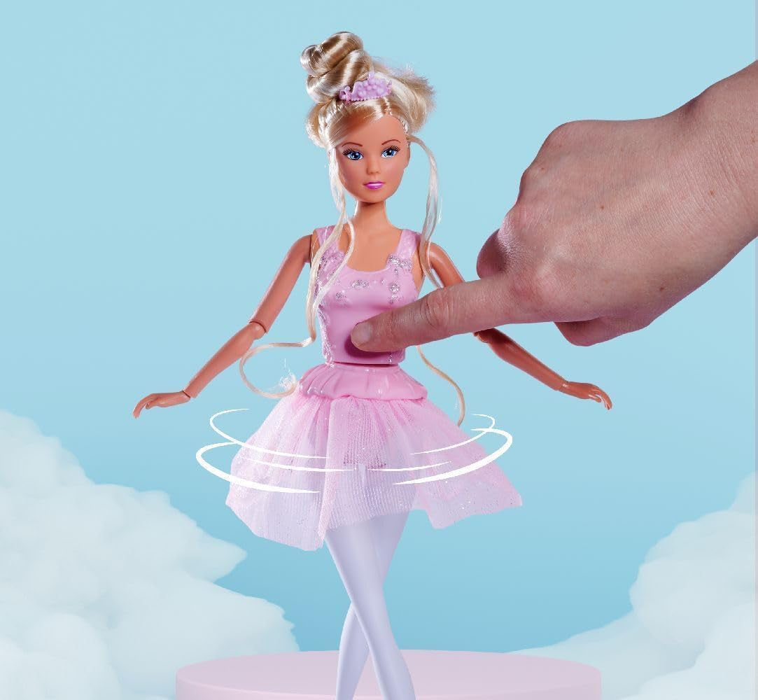 Simba 105733603 - Steffi Love Dancing Ballerina, Steffi jako lalka baletnicy z przyjacielem-zwierzęciem i obrotową spódniczką, lalka do zabawy 29 cm, od 3 lat