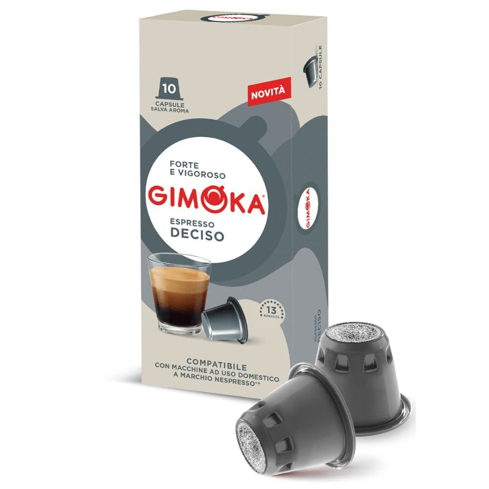 Gimoka Kaffeekapseln Espresso Deciso, Intensität 13/13-100 Kapsel - Kompatybilny z Nespresso* Haushalts-Espressomaschinen - 100 Stück (10 x 10 Getränke) - Hergestellt in Italy