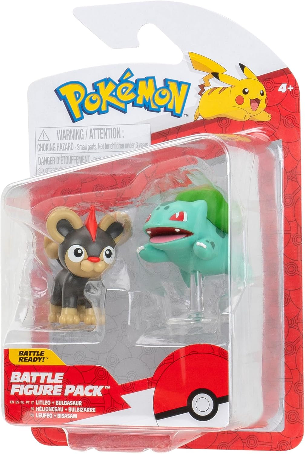 Pokémon PKW3583 - Zestaw figurek bojowych - Leufeo i Bisasam, Oficjalne szczegółowe figurki, każda po 5 cm Figurki Naty Shop