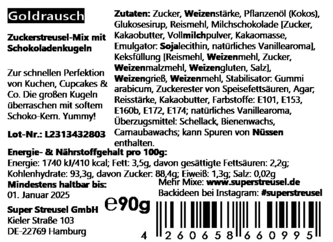 Super Streusel, gorączka złota, złota czarna posypka, dekoracja Naty Shop