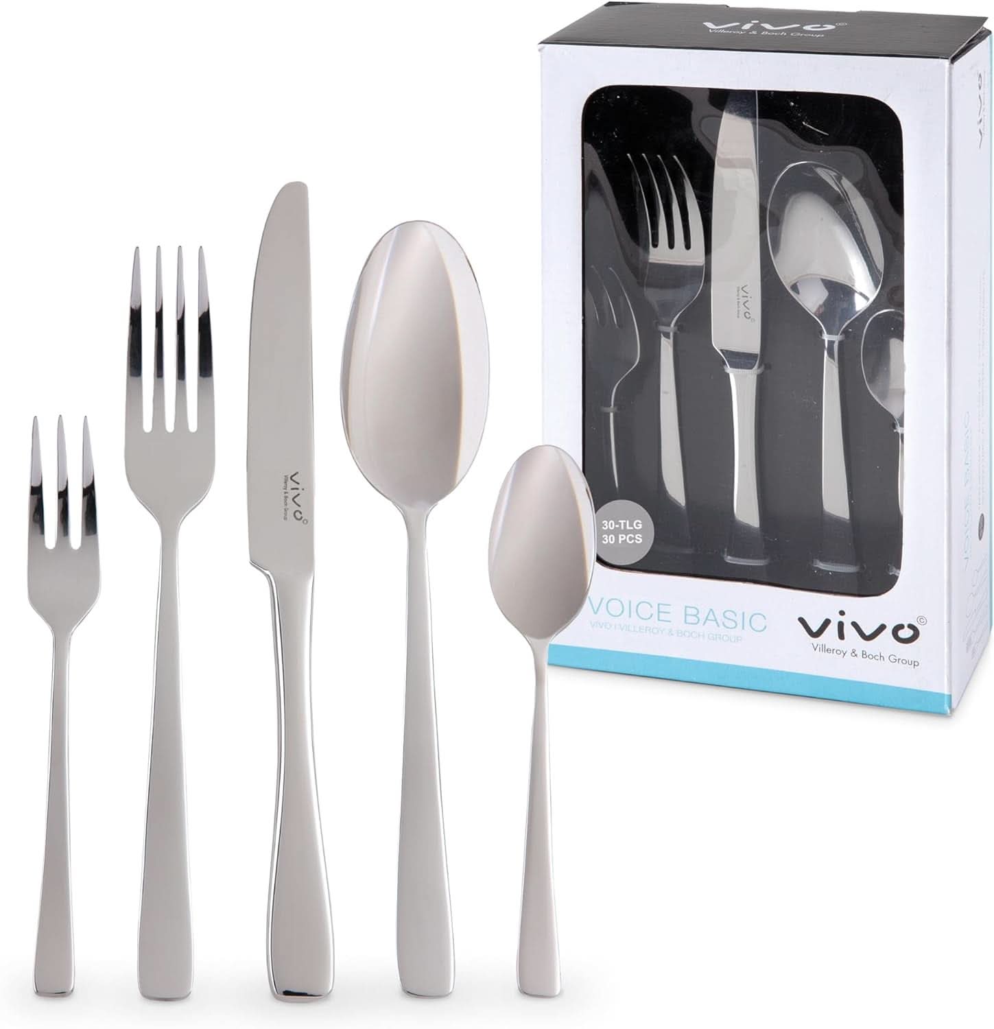 Vivo by Villeroy & Boch - Zestaw sztućców Voice Basic 30 sztuk dla 6 osób Naty Shop