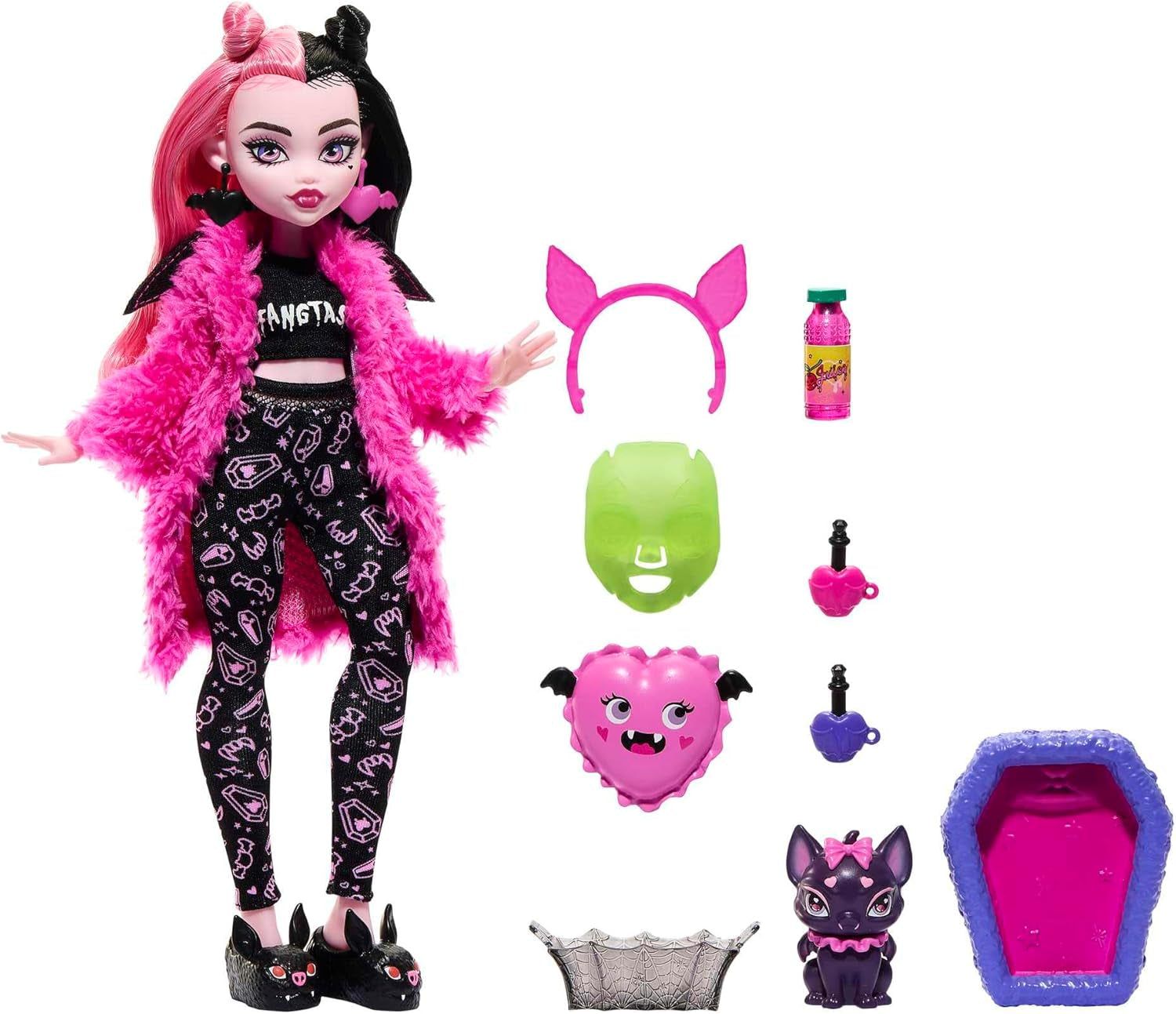 MONSTER HIGH lalki i piżamy akcesoria imprezowe Draculaura liczba nietoperzy fantastyczna lalka zwierzęta domowe są Creepover Party HPY66 Naty Shop lalki