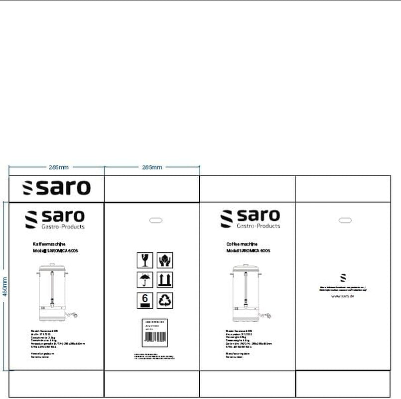 Ekspres Saro z filtrem okrągłym - 6,75 L / 40 filiżanek - stal nierdzewna - funkcja zaparzania i utrzymywania ciepła - kranik bezpieczeństwa - wziernik - 1,5 kW - model SAROMICA 6005