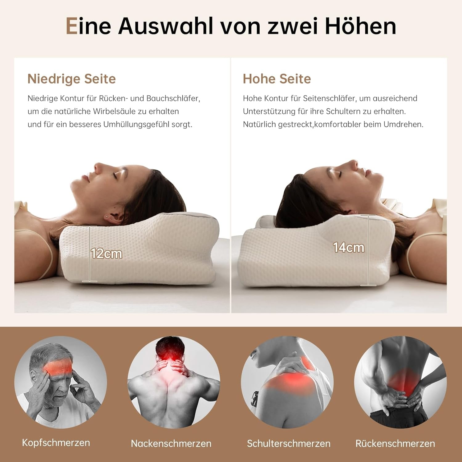 Homyrium Ergonomiczna poduszka pod szyję Poduszka ortopedyczna z pianki Memory Poduszka podtrzymująca szyję Poduszka przeciw chrapaniu Poduszka boczna Poduszka na tył brzucha Szare Poduszki ortopedyczne szyjki macicy Naty Shop