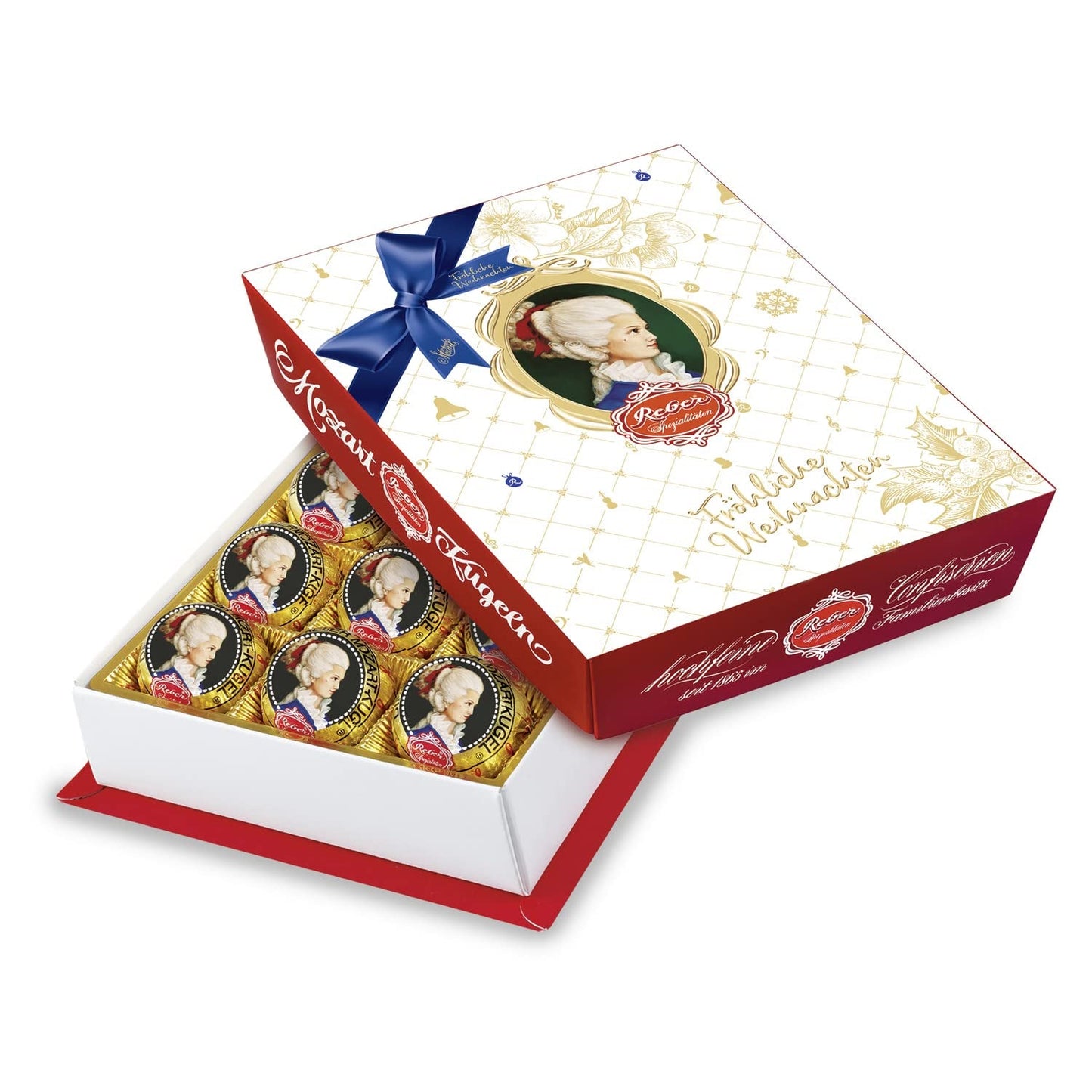 Kulki Reber Mozart z gorzką czekoladą, opakowanie 6 szt. z marcepanem i nugatem, wegańskie - 1 x 120 g