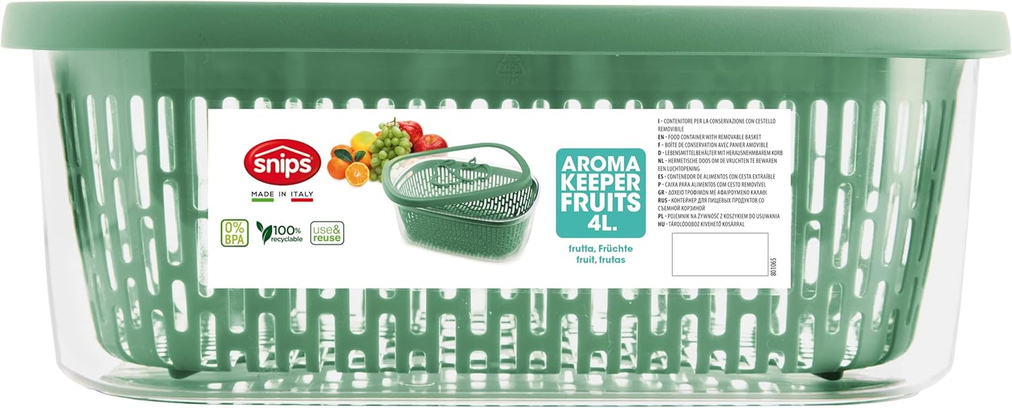 Piła do utrwalania aromatów owocowych, plastikowa, zielona, 4 LT - prostokątna Pudełka do przechowywania żywności Naty Shop