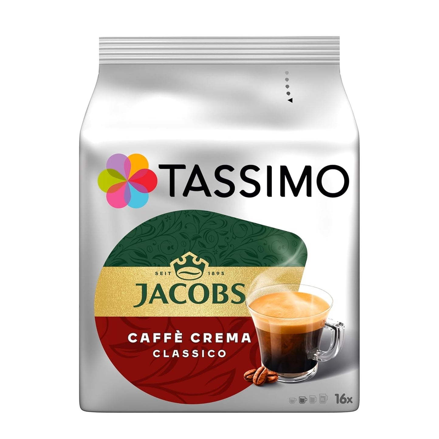 Tassimo Kapseln Jacobs Caffè Crema Classico, 5 x 16 podkładek, 80 Kaffeekapseln