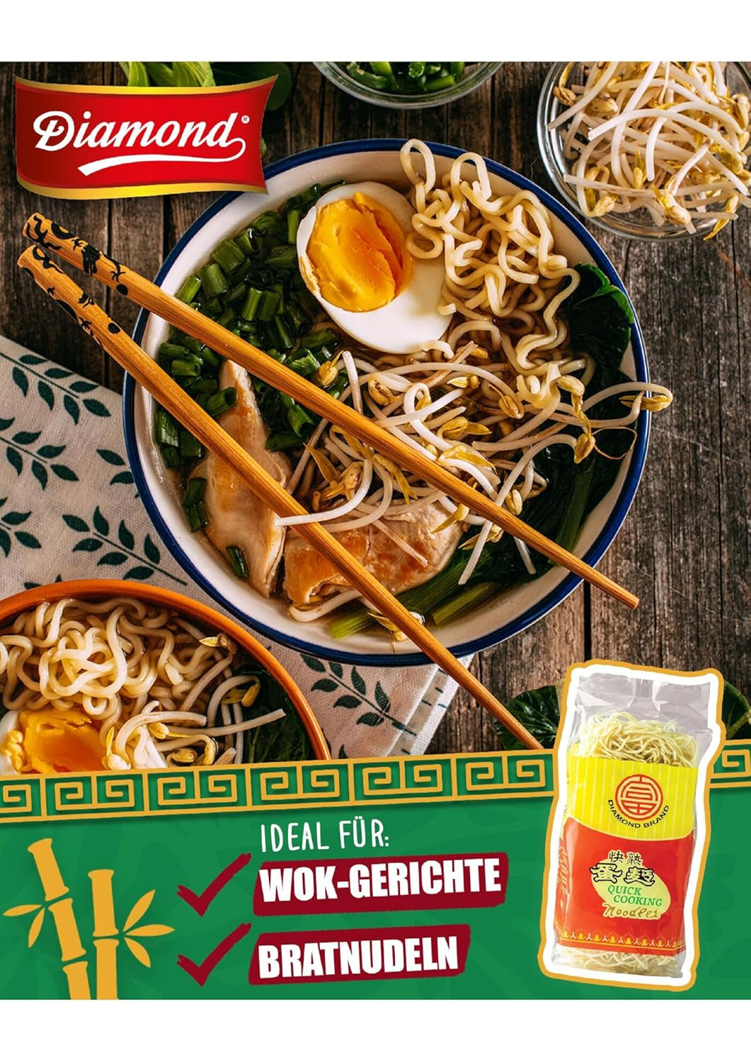 Makaron DIAMOND z jajkiem, makaronem wok z mąki pszennej instant i dodatkami - 1 x 500 g