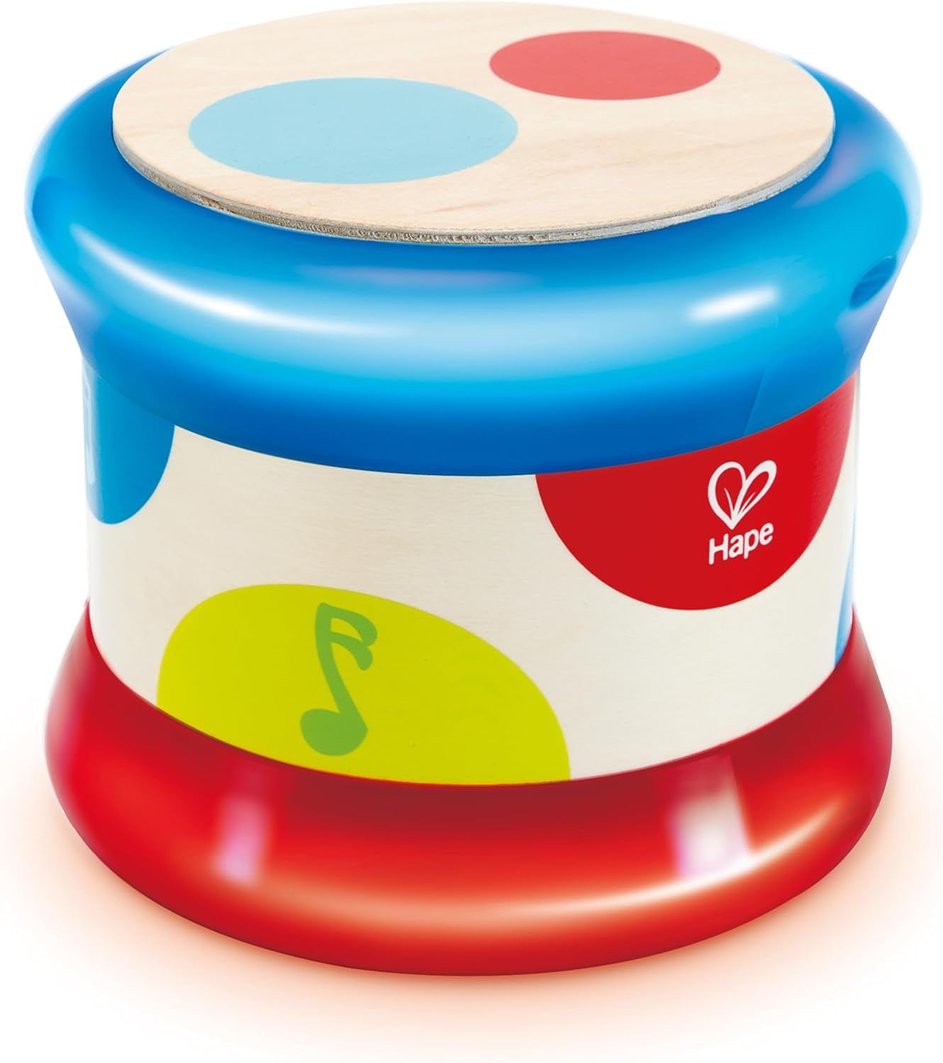 Hape Bębenek | Muzyczna zabawka na kółkach dla najmłodszych do nauki rytmu i różnych dźwięków, na baterie, od 6 miesiąca życia Baby Toys Naty Shop Domyślny tytuł