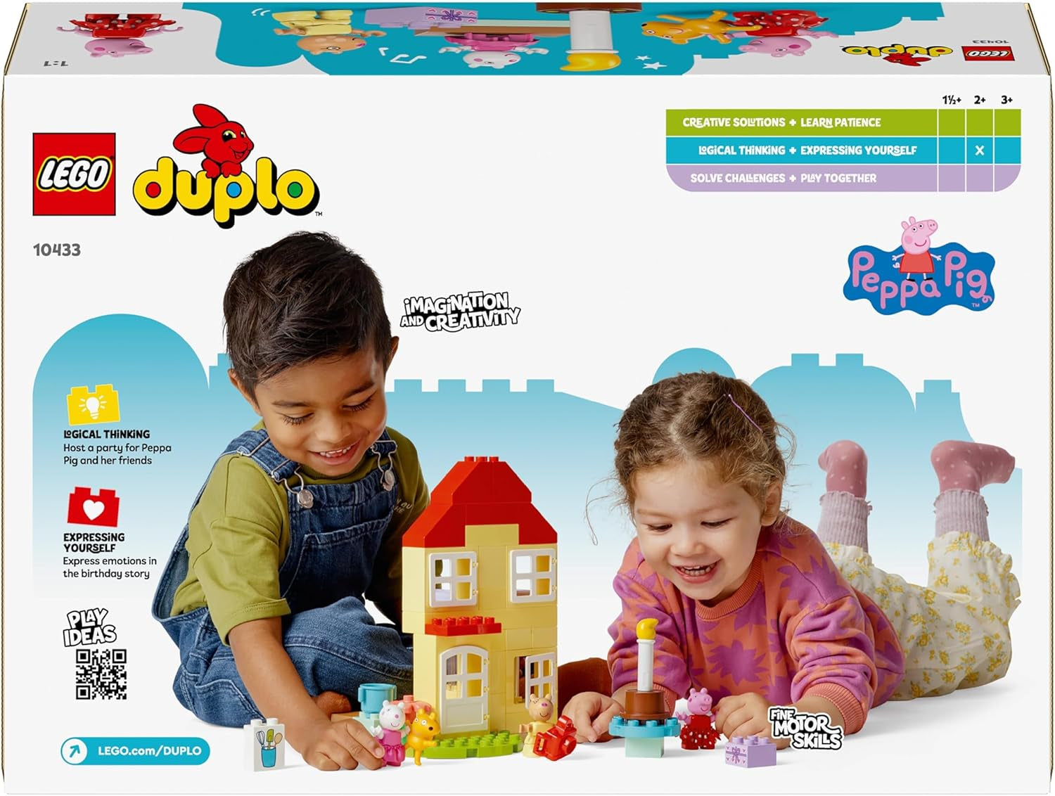 LEGO DUPLO Dom urodzinowy Peppy: kreatywna 3-figurkowa zabawka. Zbuduj i przebuduj zabawkowy dom dla 2-latków, chłopców i dziewcząt, rozwija zręczność 10433 Zestawy do budowania Besuche den LEGO-Store
