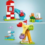 LEGO DUPLO Jarmark Peppa Wutza — Zabawki dla dzieci i zabawki motoryczne od 2. roku życia — Gry dla przedszkolaków z dużym kołem, zjeżdżalnią i 3 figurkami, w tym Mollie Kitty i Klausi Kläff — Prezent dla dzieci 10453 Zestawy do budowania Besuche den LEGO-Store
