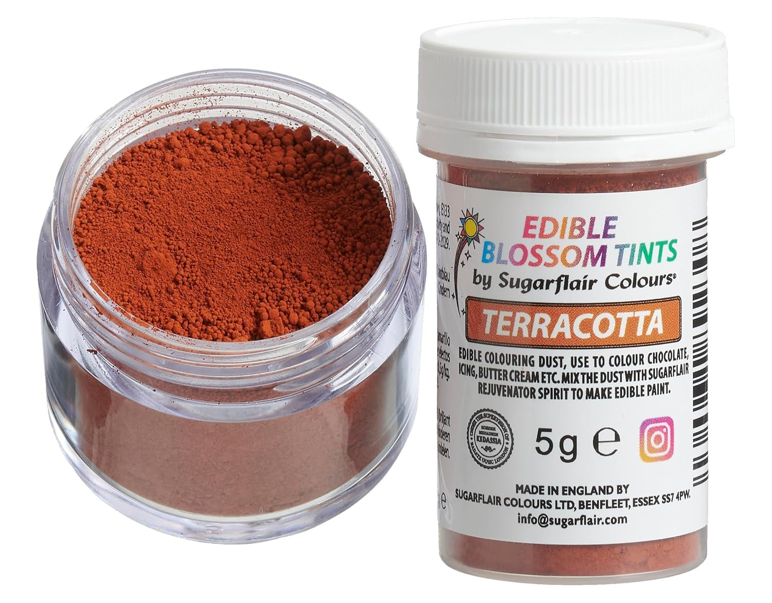 Sugarflair Blossom Tint Dust Terracotta Food Coloring Powder - Barwnik spożywczy w proszku do dekoracji ciast, kremówki, lukru, czekolady, kremu maślanego, makaroników i nie tylko - 5G