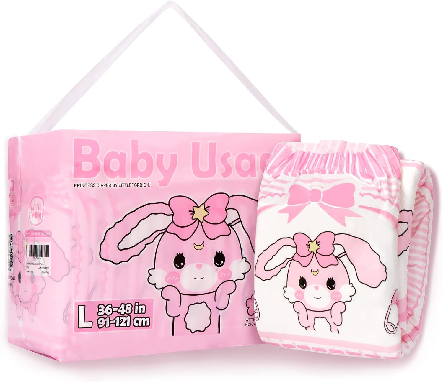 Pieluszki z nadrukiem dla dorosłych 5500-5800 ml, 10 sztuk - Baby Usagi (XL)