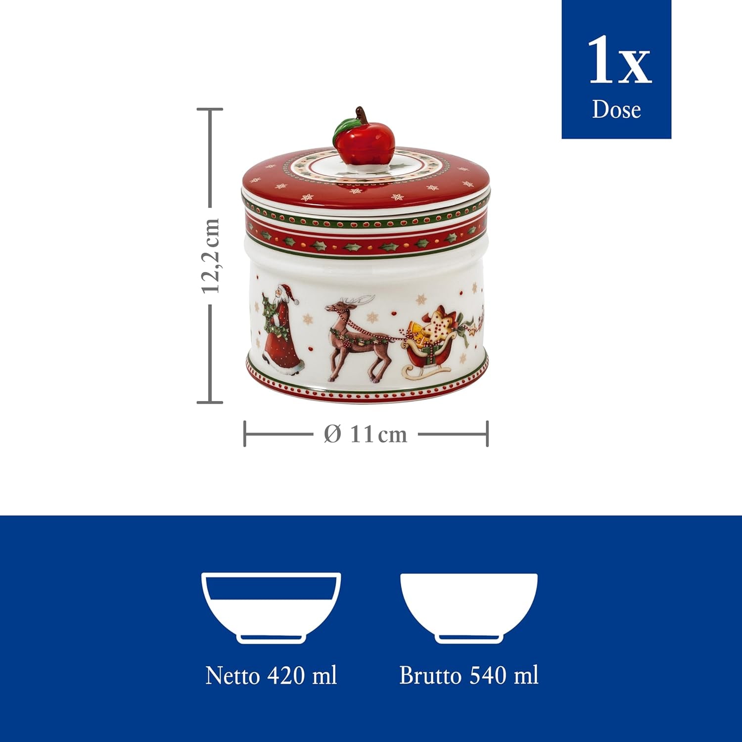 Villeroy & Boch - Małe pudełko do przechowywania Winter Bakery Delight, Ceramiczne pudełko na świąteczne ciasteczka, Pudełko świąteczne, Pudełko na ciasteczka, Pudełko na ciasteczka, Pudełko ceramiczne z pokrywką, Przechowywanie słodyczy, Porcelanowe pudełka do przechowywania żywności Premium Naty Shop
