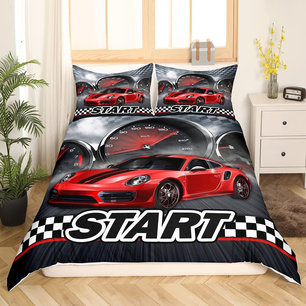 Zestaw Jungen Cartoon Auto Bedtuchen 135X200,Kinder Bau Fahrzeuge Tröster Abdeckung Für Kind Kleinkind Teens,Dinosaurier Bettbezug,Traktor Maschinerie Bagger Bettdecke Abdeckung,Lkw Autos Bedtuchen Naty Shop Multi 7 220*240+80*80*2