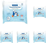 PAEDIPROTECT Chusteczki nawilżane dla dzieci 1 x 10 szt. Chusteczki nawilżane dla dzieci Sensitive Chusteczki nawilżane na bazie wody 99% wody Bezzapachowe Dla dzieci i dzieci Delikatna skóra Ekstrakt z kokosa Bez mikroplastików Wegańskie (5 szt.)