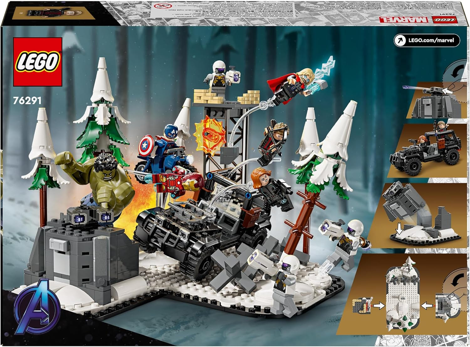 LEGO Marvel Avengers Assemble: Age of Ultron, zestaw do budowania i zabawy z 8 minifigurkami superbohaterów, takich jak Thor, Hulk i Iron Man, zabawka do budowania dla chłopców i dziewcząt, zestaw przygodowy 76291 Zestawy do budowania Kup w sklepie LEGO
