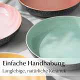 MIAMIO - Talerze obiadowe, zestaw 6 szt. (850 ml) / duże i głębokie talerze do makaronu, zestaw talerzy na 6 szt., ceramiczna miska na sałatkę / można myć w zmywarce i używać w kuchence mikrofalowej - kolekcja Las Palmitas