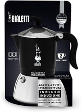 Indukcyjny ekspres do kawy Bialetti Fiammetta, 2 filiżanki (100 ml), odpowiedni do wszystkich rodzajów płyt grzewczych, elegancki wygląd, czarny