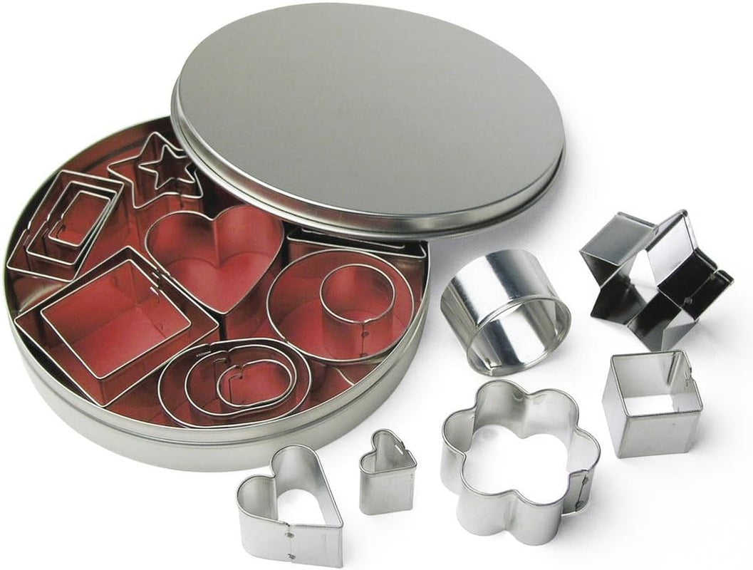 Metalowe foremki do ciastek Rayher, zestaw 24 sztuk, 8 odmian, 2-4 cm, do dekoracji, do robienia dekoracyjnych zawieszek na prezenty z betonu, gliny, 8619800