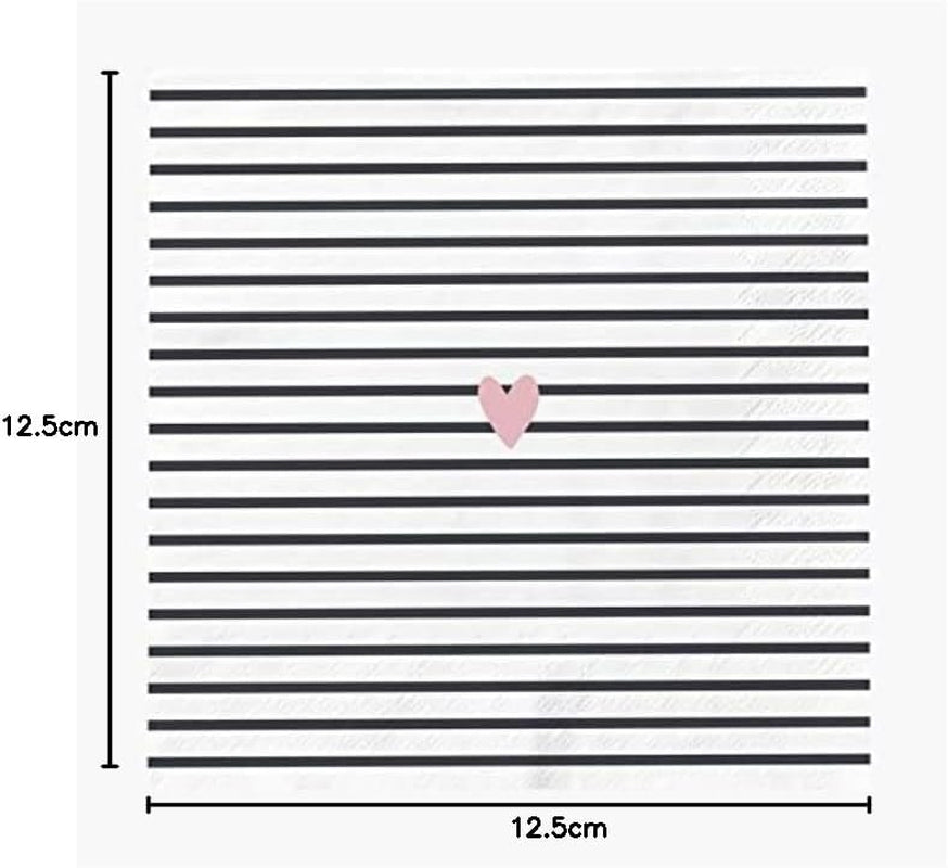 Serwetki Grafik Werkstatt z napisem 20 sztuk 25cm x 25cm czarno-białe serce (2 szt.)