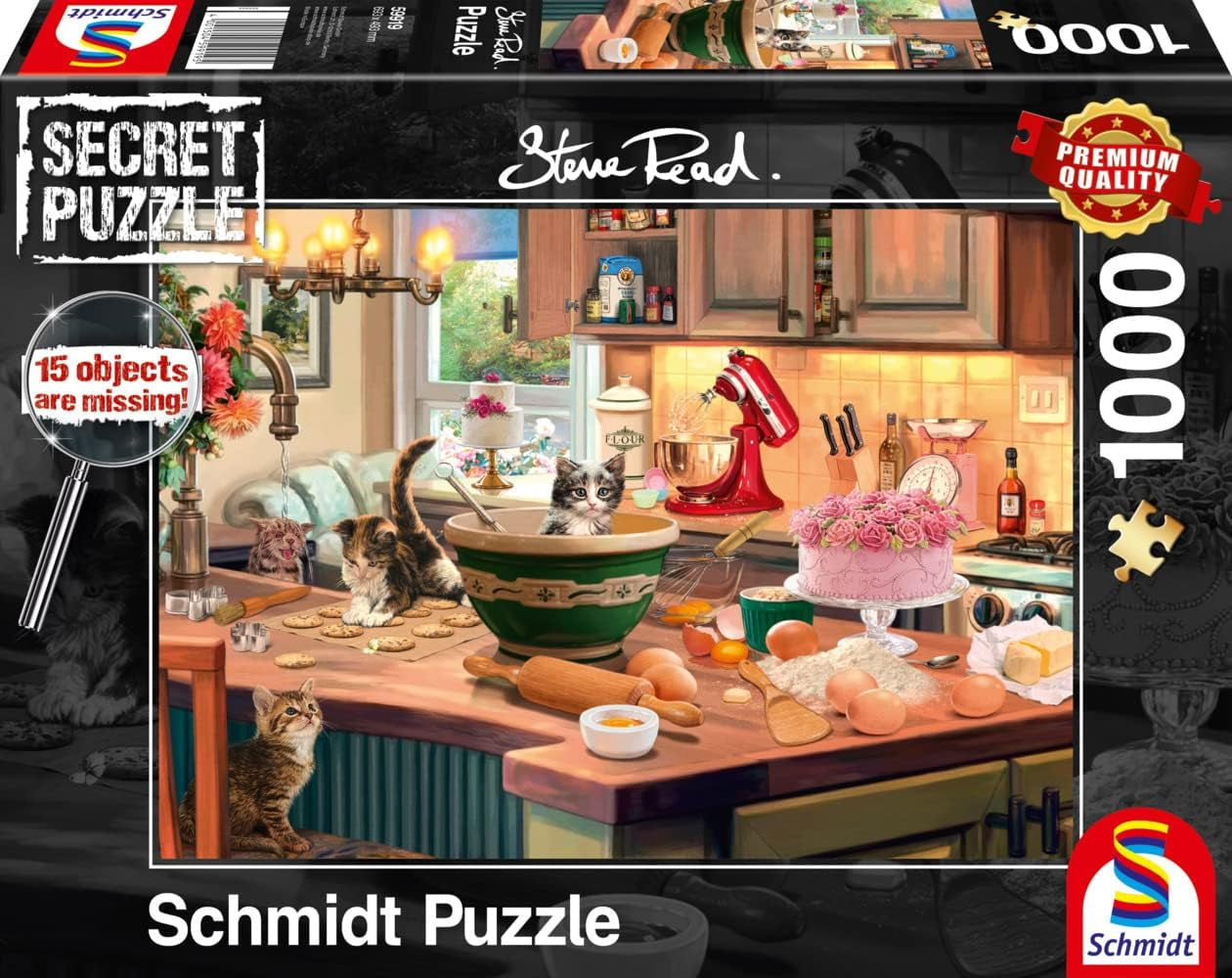 Schmidt Spiele 59919 Sekretne puzzle, Przy kuchennym stole, 1000 elementów, Kolorowe, Duże puzzle Naty Shop Domyślny tytuł