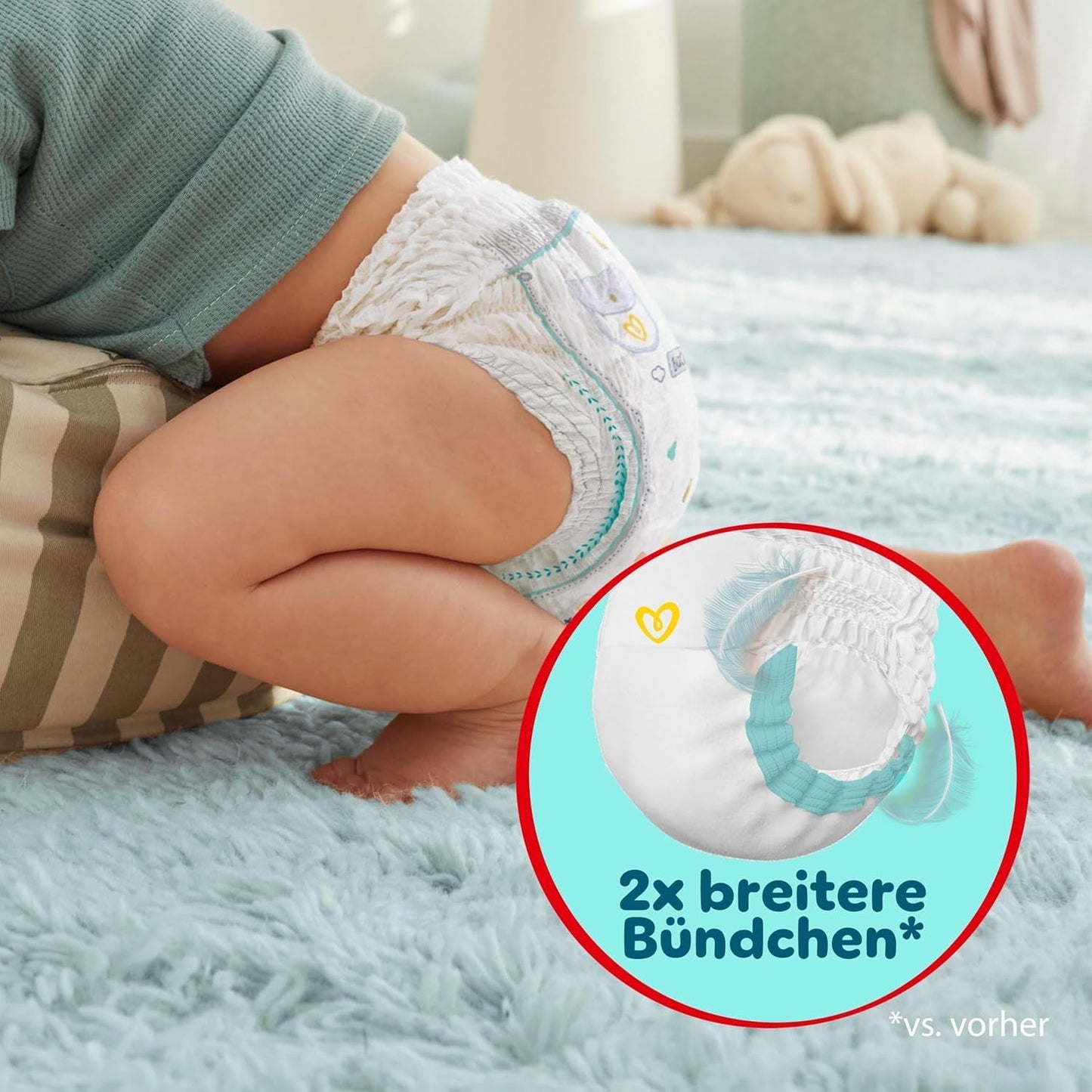 Pampers Premium Protection Pants Größe 6, 78 Windeln, 13kg-19kg, Mit 360° Fitform, 2x breiteren Bundchen als vorher für Komfort & Schutz + 10 Stück Pampers Aqua Baby-Weuchttücher entalten