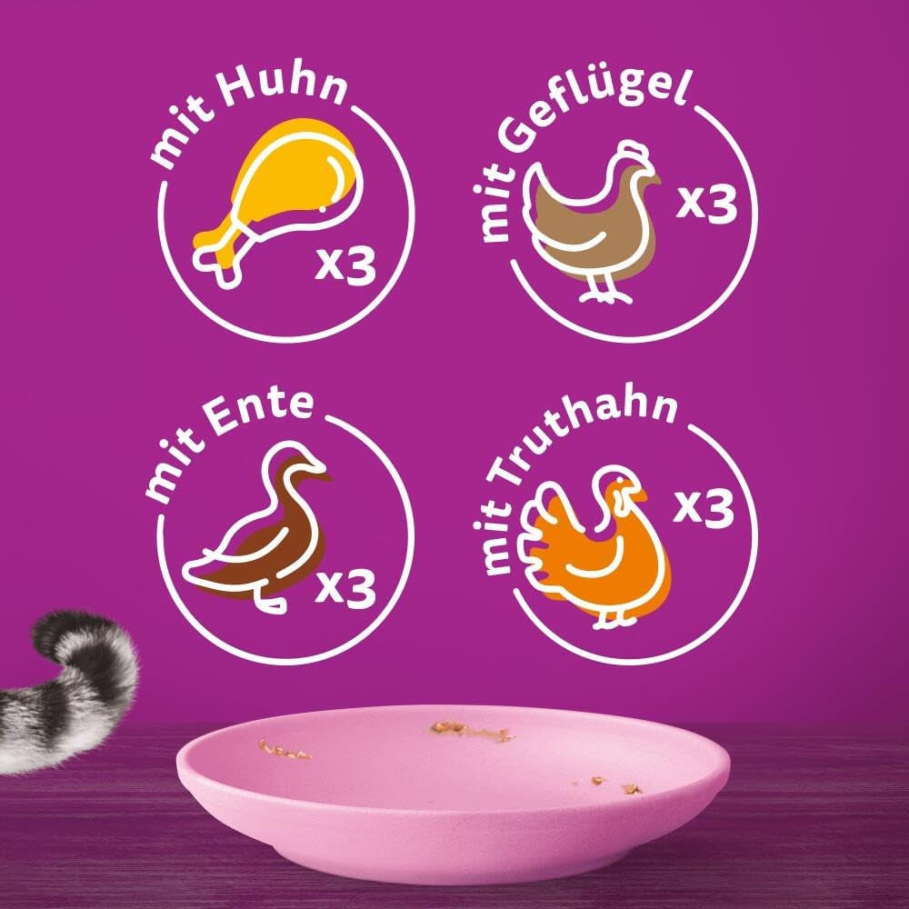 WHISKAS Junior Karma mokra w saszetkach, opakowanie zbiorcze, wybór mięsa drobiowego w galarecie, 12 x 85g