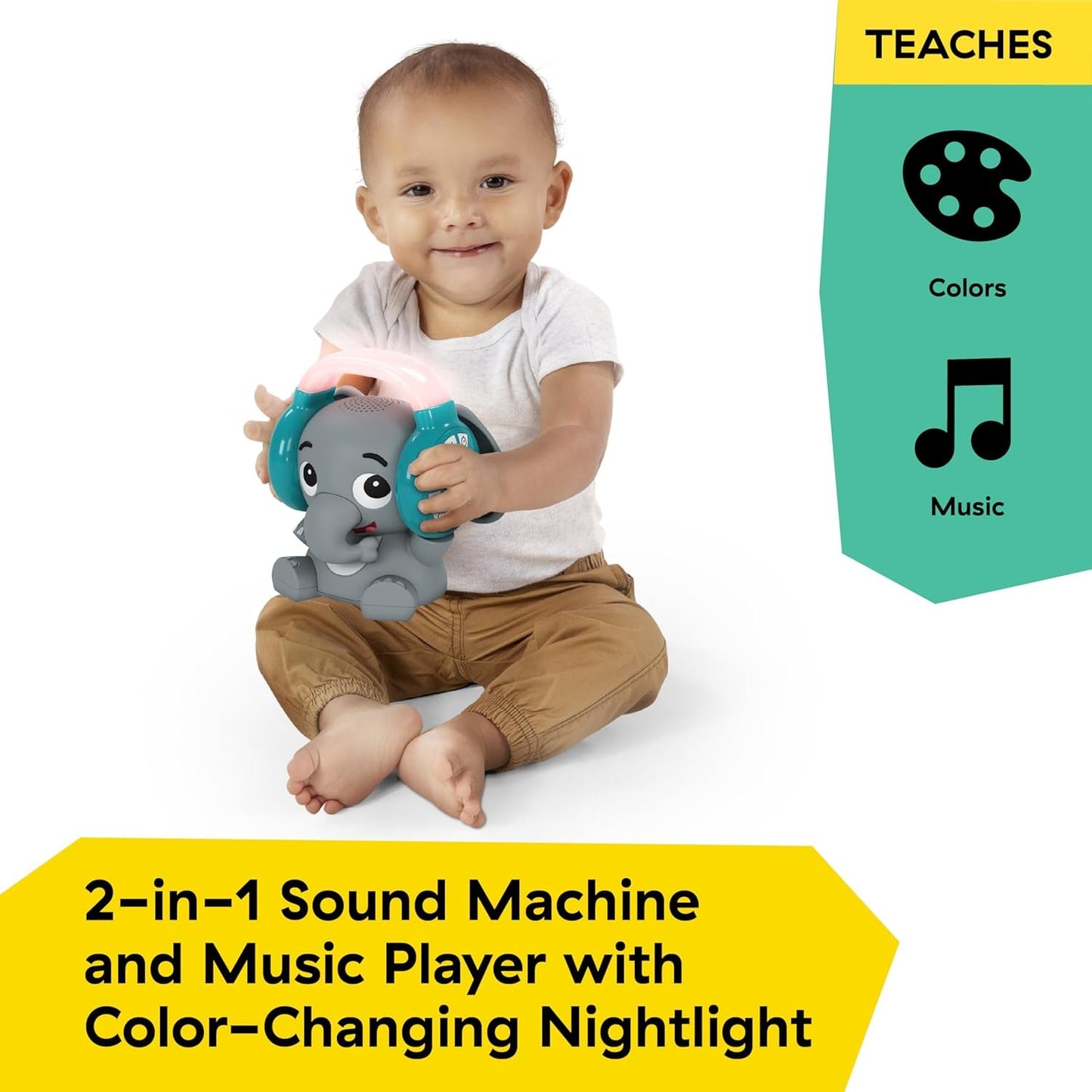 Baby Einstein Earl the Elephant Sound Machine Bluetooth, system muzyczny + lampka nocna, zabawki dla niemowląt i małych dzieci Bebe Naty Shop