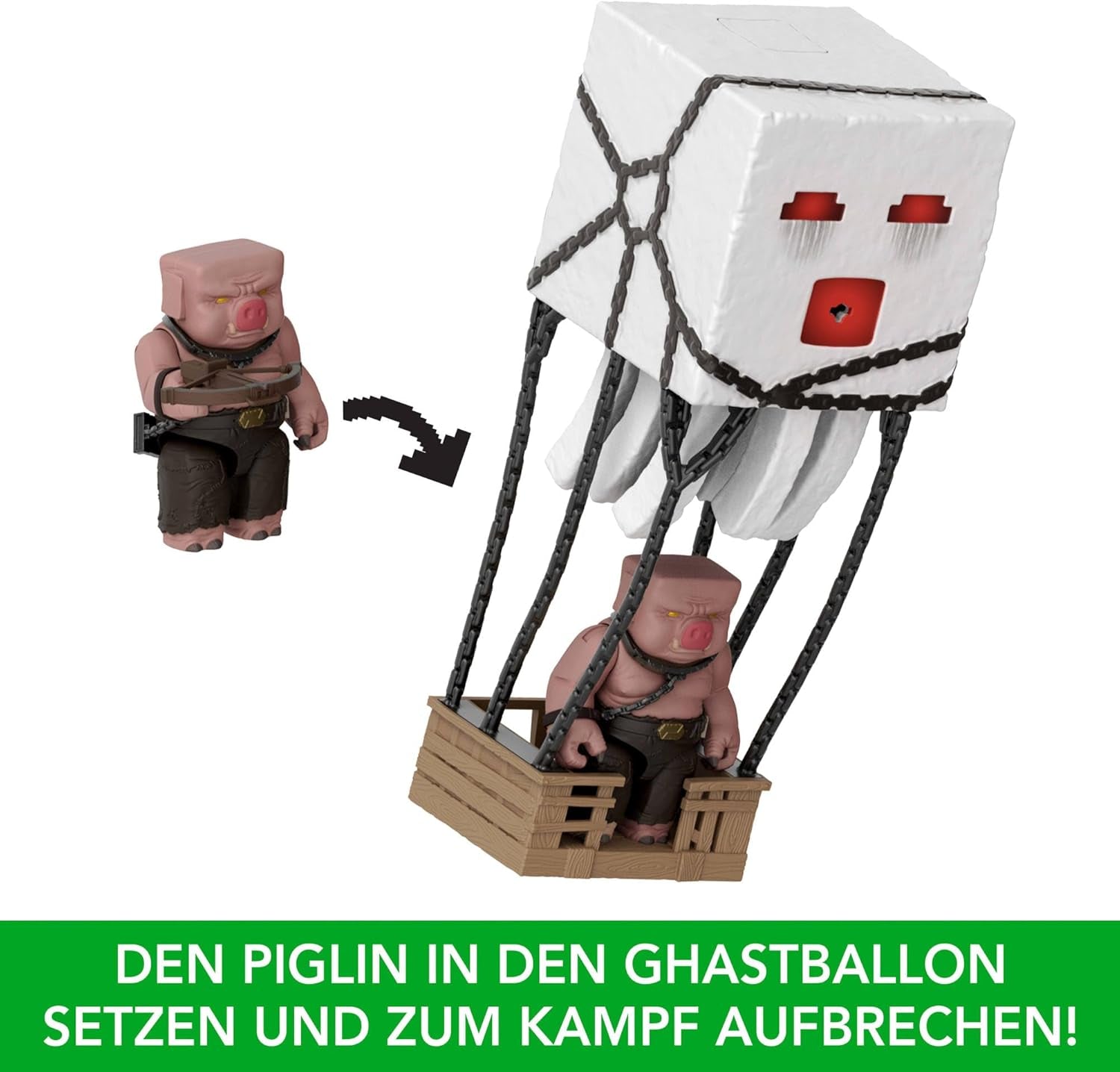 Zestaw figurek Mattel Minecraft, duch z atakiem ognia, światła, hałas, starter i pocisk, wojownik Piglin, inspirowany filmem, figurki JFB69 Naty Shop