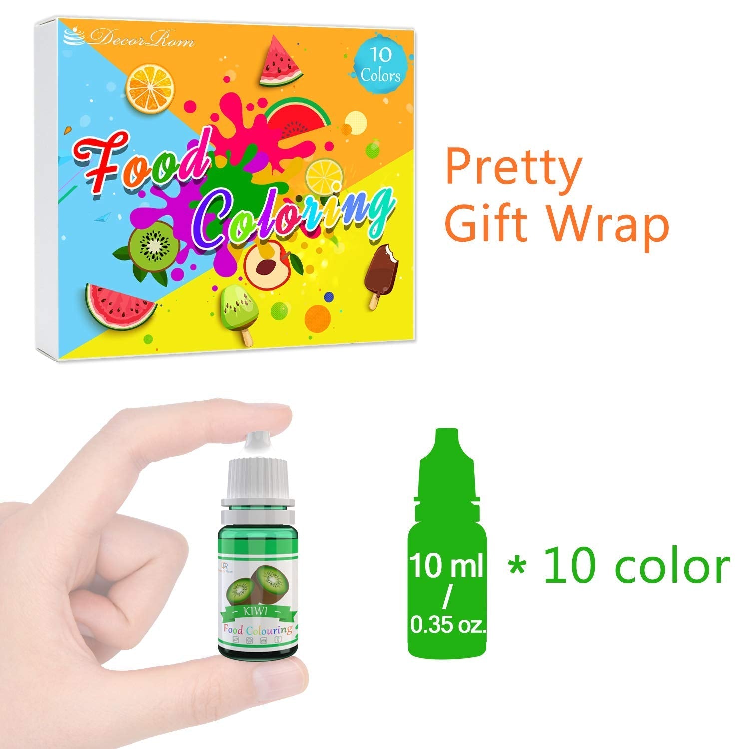 DecorRom, zestaw 10 barwników spożywczych w płynie, 10 x 10 ml Naty Shop
