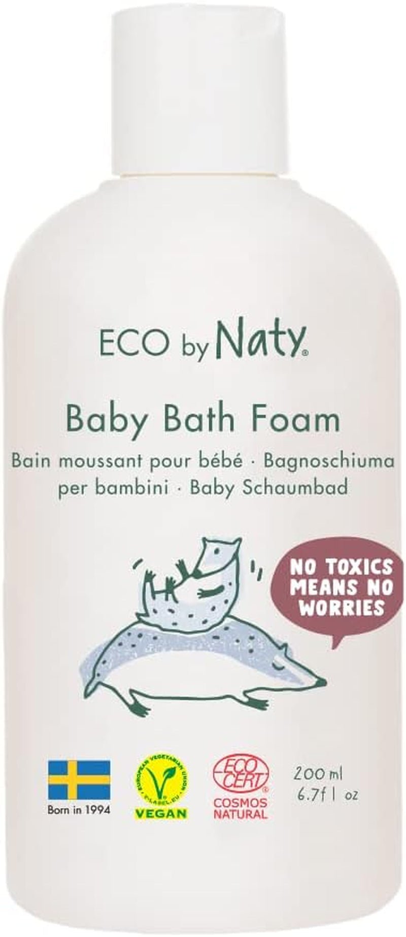 Eco by Naty, pianka do kąpieli dla dzieci, organiczne składniki roślinne, 0% substancji zapachowych, hipoalergiczna i testowana dermatologicznie, butelka 200 ml Dzieci - Kąpiel i pielęgnacja skóry Naty Shop Tytuł domyślny