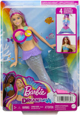 Barbie Dreamtopia Magiczna lekka lalka syrenka z blond włosami, lalka Barbie z ogonem syreny, odpowiednia jako prezent dla dzieci w wieku 3 lat i starszych, HDJ36