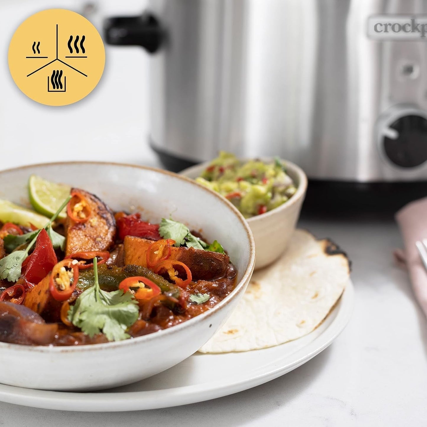 Wolnowar Crockpot,| 3,5 litra (3-4 osoby), pojemnik do smażenia mięsa i warzyw, Wolnowar ze stali nierdzewnej Naty Shop