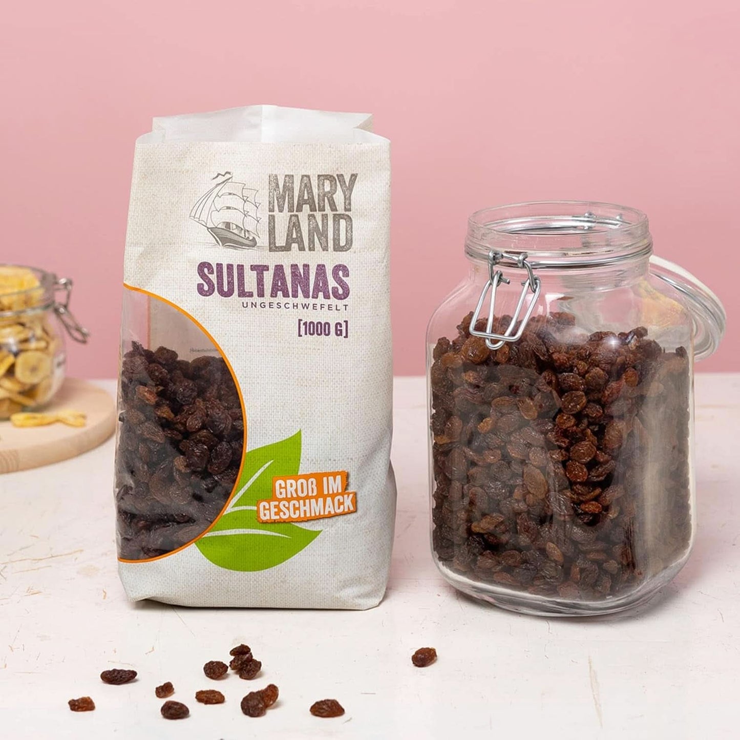 Maryland Sultanas, Rodzynki suszone, naturalnie słodkie, bez dodatku cukru - bez konserwantów, 1 Kg Produkty suszone Naty Shop