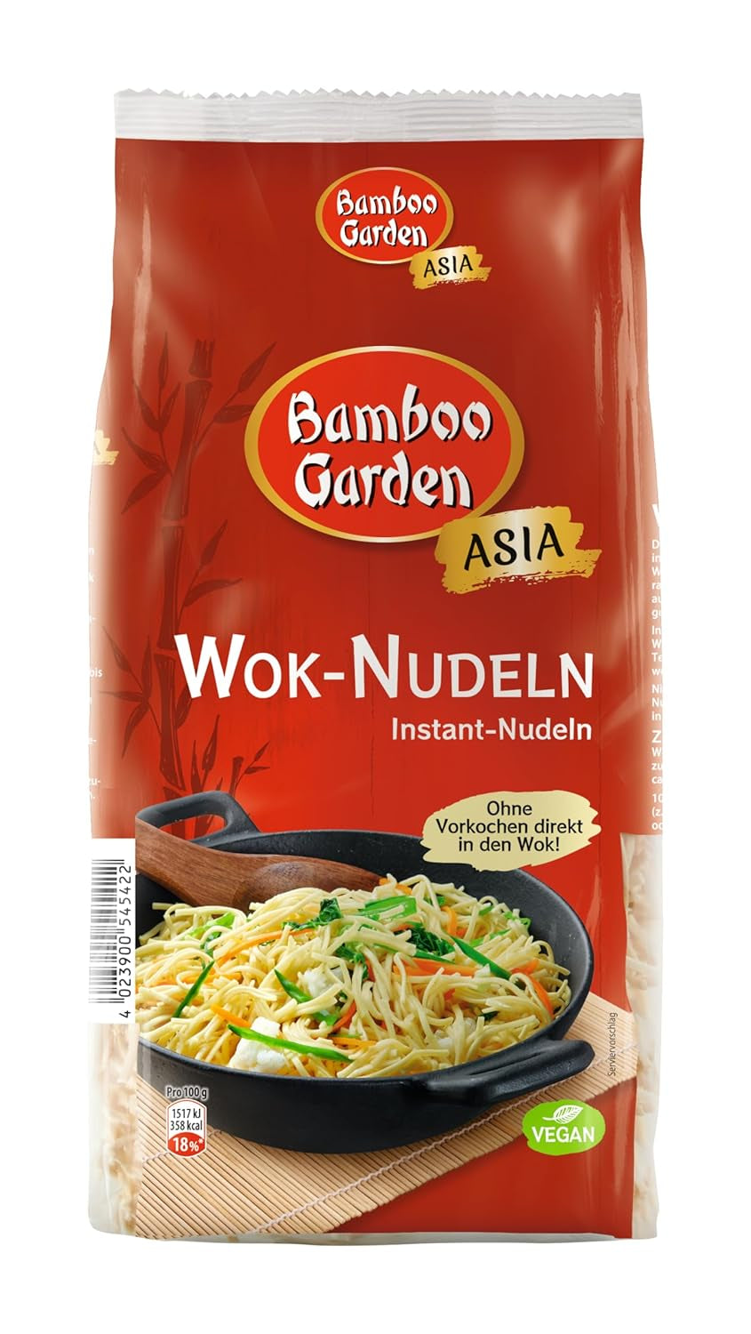 Ogród Bambusowy - Makaron Wok | Makaron błyskawiczny z jajkiem | Wymieszaj, nie jest wymagane wstępne gotowanie | Do azjatyckich dań z woka | 250 g w worku