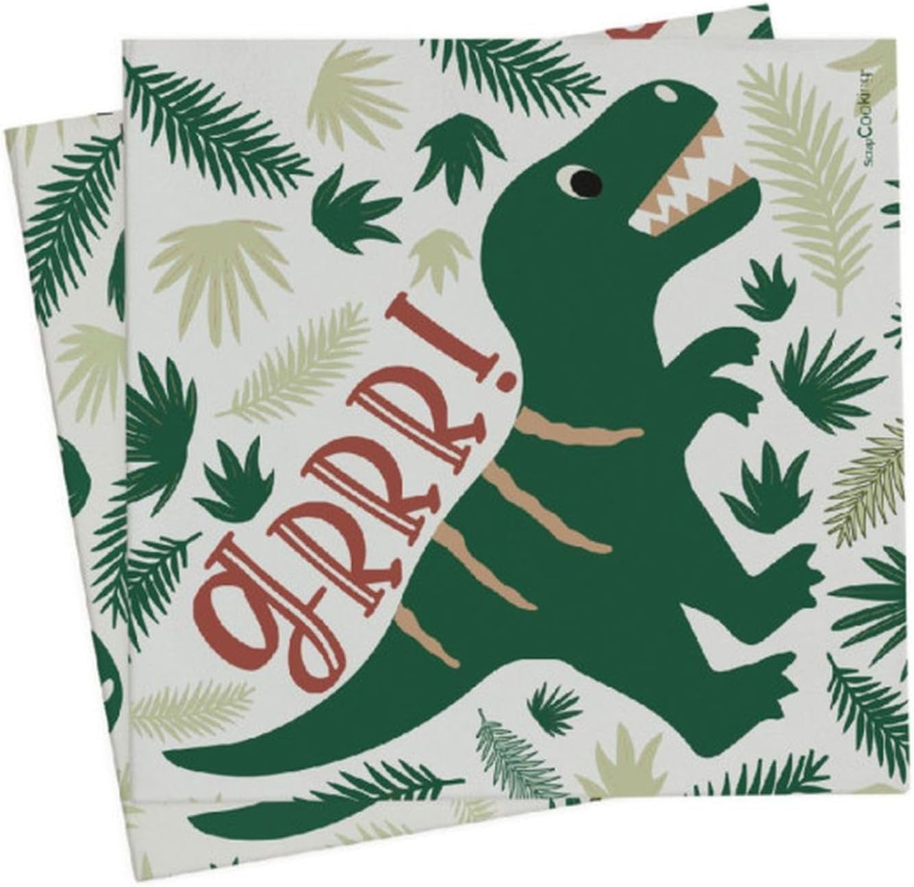 Scrapcooking - 20 serwetek Dino 33 x 33 cm - Dekoracja urodzinowa zielonego dinozaura