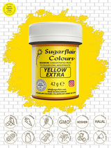 Barwnik spożywczy Sugarflair Max Concentrated Yellow Extra, silnie skoncentrowany barwnik spożywczy do marcepanu i fondantu, barwnik w paście Max Concentrate - 42 g
