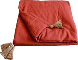 Enjoy Home - Koc z terakoty z 4 frędzlami z juty - 90 x 190 cm - 100% bawełna - Oeko-Tex - Kolekcja Panama Kołdry i kołdry Naty Shop Domyślny tytuł