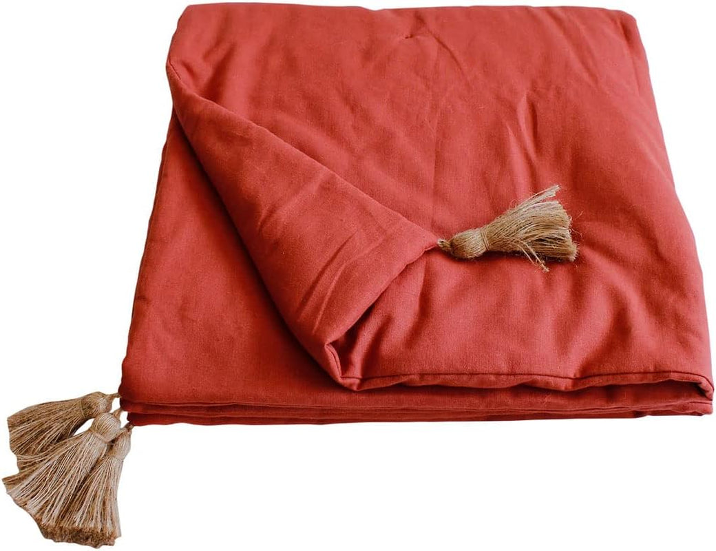 Enjoy Home - Koc z terakoty z 4 frędzlami z juty - 90 x 190 cm - 100% bawełna - Oeko-Tex - Kolekcja Panama Kołdry i kołdry Naty Shop Domyślny tytuł