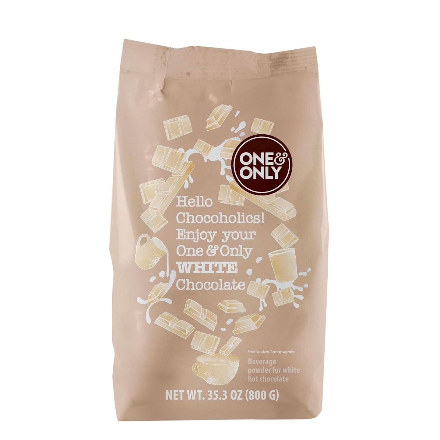 One&Only Chocolate Powder White 1 Kg - Proszek do napojów z najlepszym masłem kakaowym Cacao and Hot Chocolate Naty Shop
