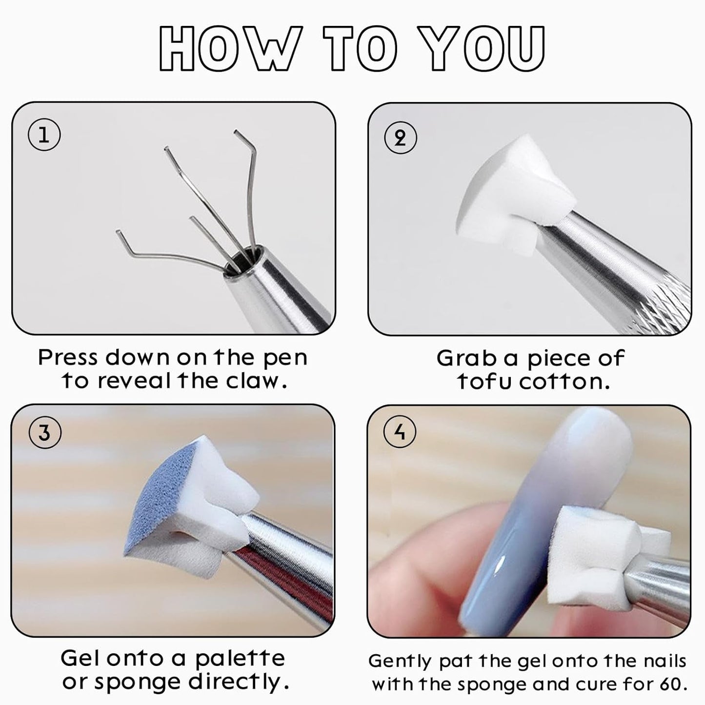 100 Stück Nail Art Schwamm Mit Metallgreifer, Gąbkowy aplikator w pędzelku, Sponge Nagel Pinsel, Nageldesign Zubehör Schwammpinsel, Verwendet, Um Eine Varavländ Von Gradient Nail Art Patterns Zu Ersetlen